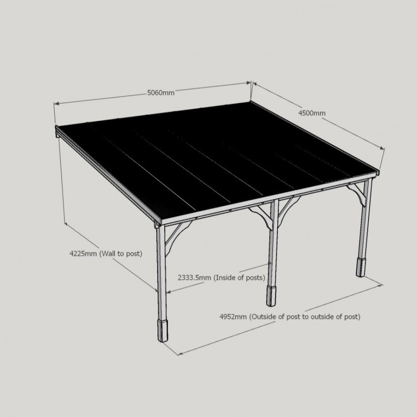 Polycarbonate Roof Carport - 4.5m Depth