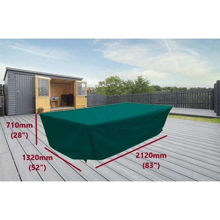 Rattan 6 seater cube set cover green 212 x 132cm