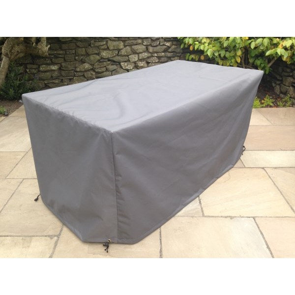 Rattan armchair cover grey on patio