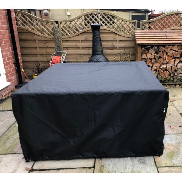 Rattan cube set cover black on patio