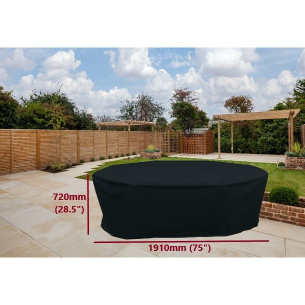 Round garden table cover black 191cm