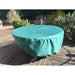 Round garden table cover green on decking