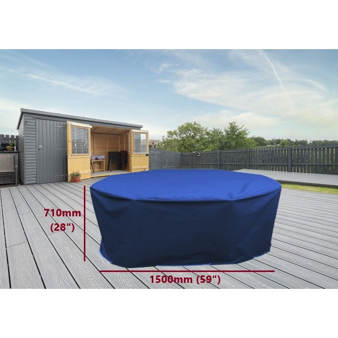 Round garden table cover navy blue 150cm