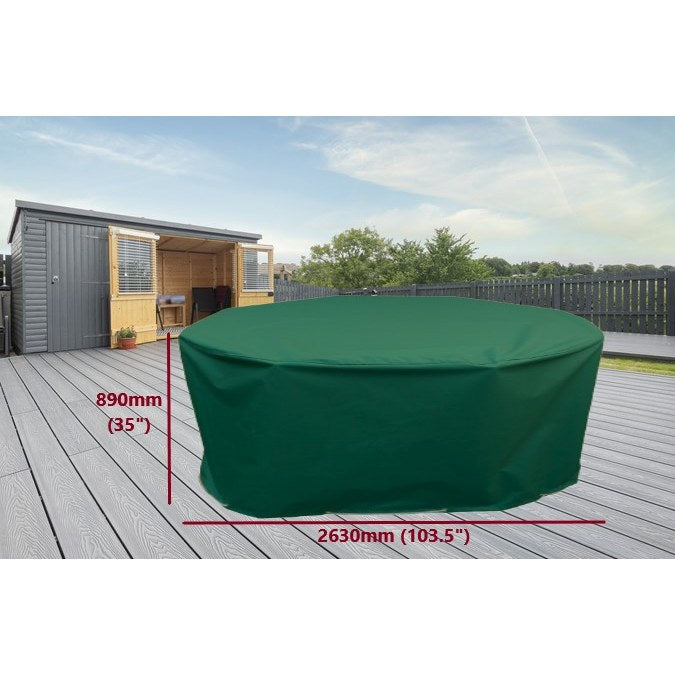 Round table and chairs cover green 263cm