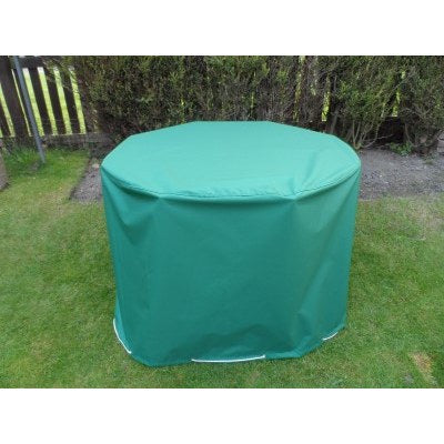 Round table and chairs cover green on lawn