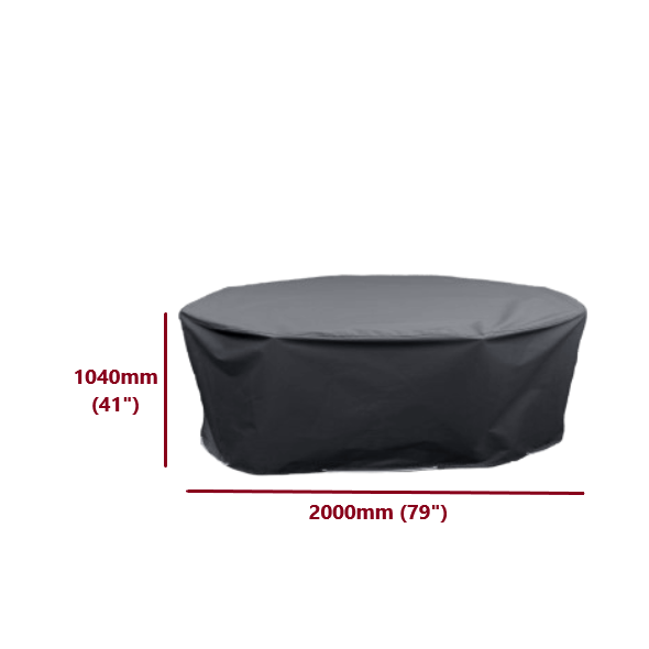 Round table and chairs cover grey 200cm dimensions