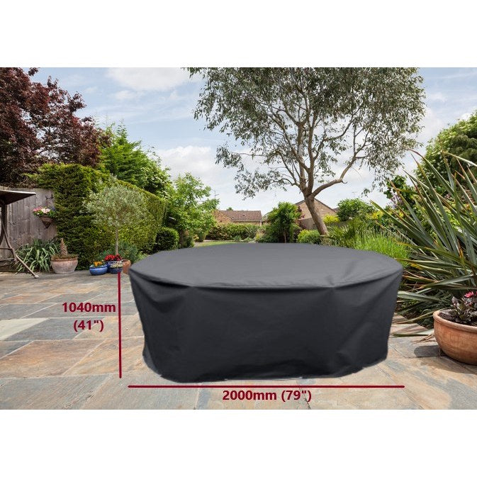 Round table and chairs cover grey 200cm