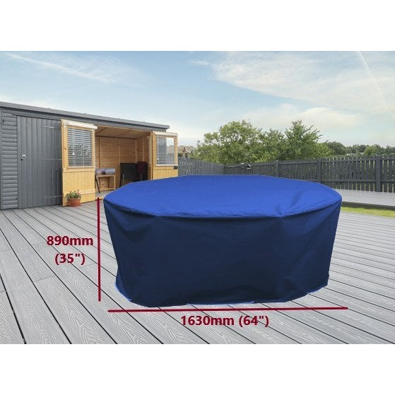 Round table and chairs cover navy blue 163cm