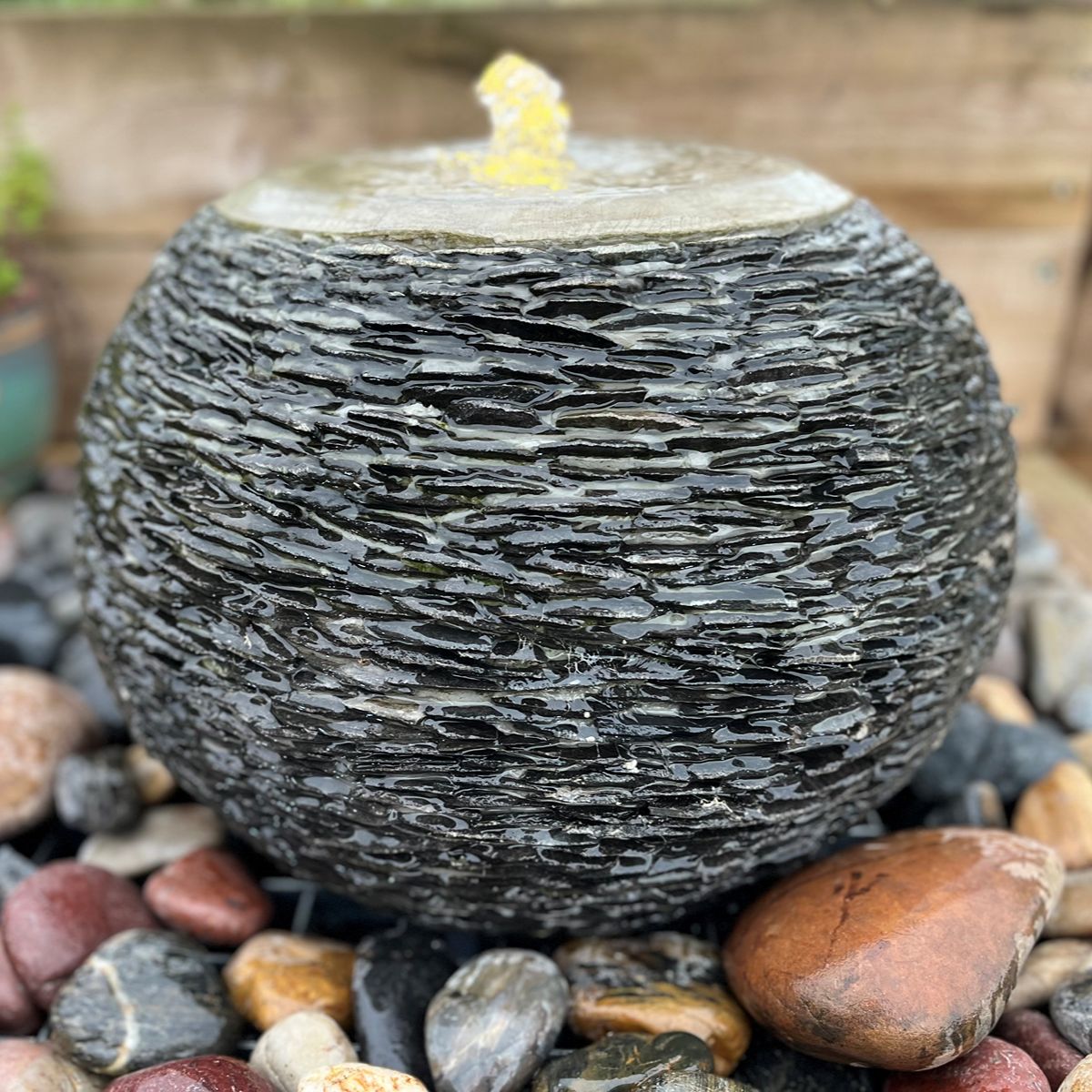 Slate Sphere Water Feature Kit with Pump, LED Lights and Reservoir