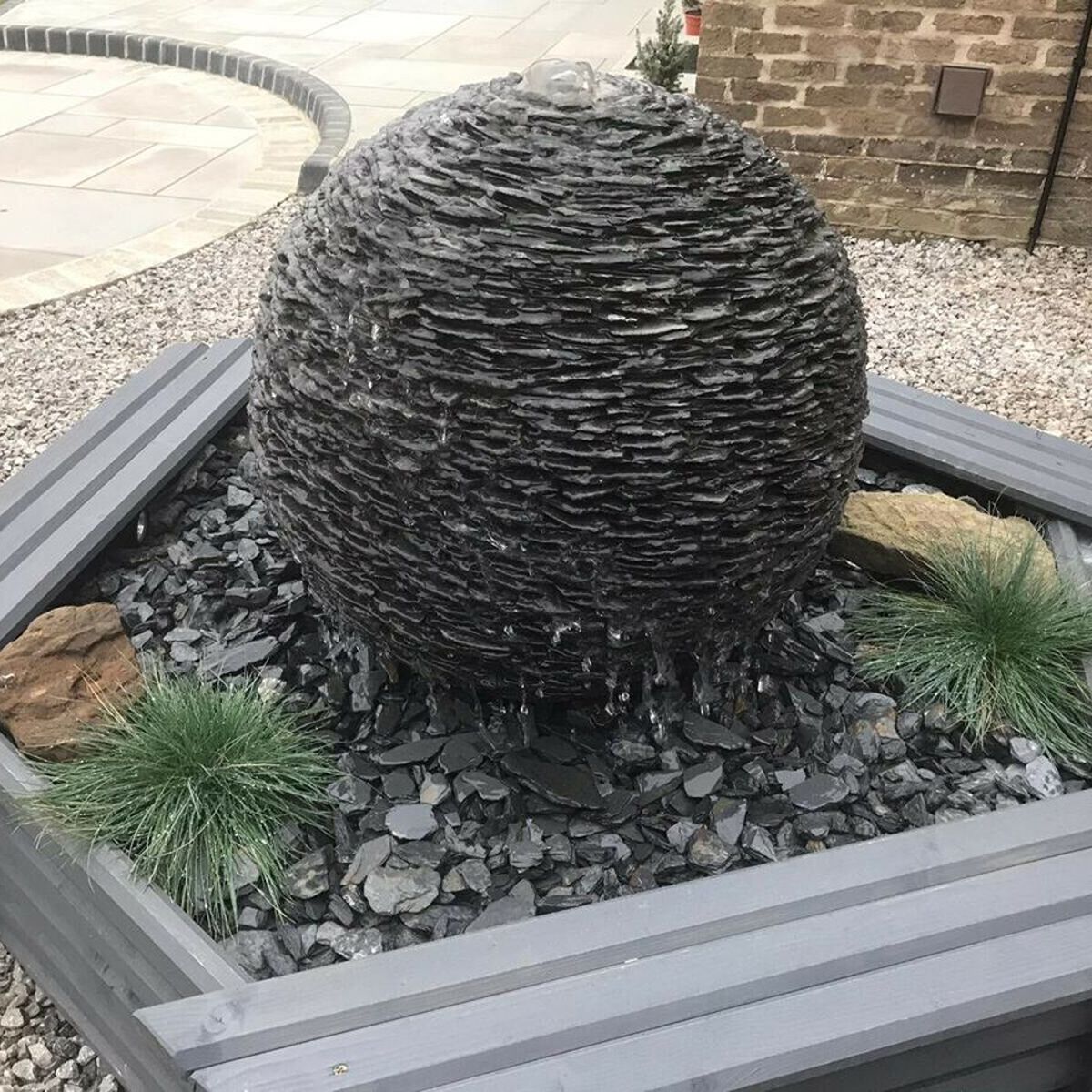 Slate Sphere Water Feature Kit with Pump, LED Lights and Reservoir