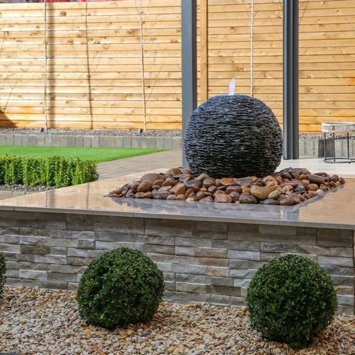 Slate Sphere Water Feature Kit with Pump, LED Lights and Reservoir