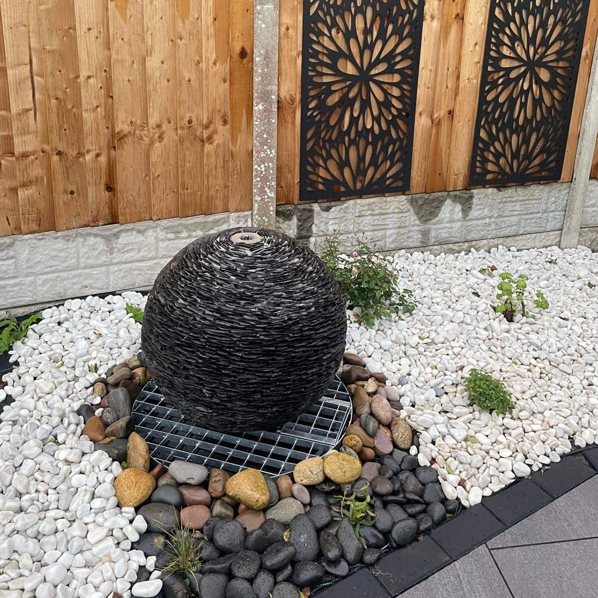 Slate Sphere Water Feature Kit with Pump, LED Lights and Reservoir
