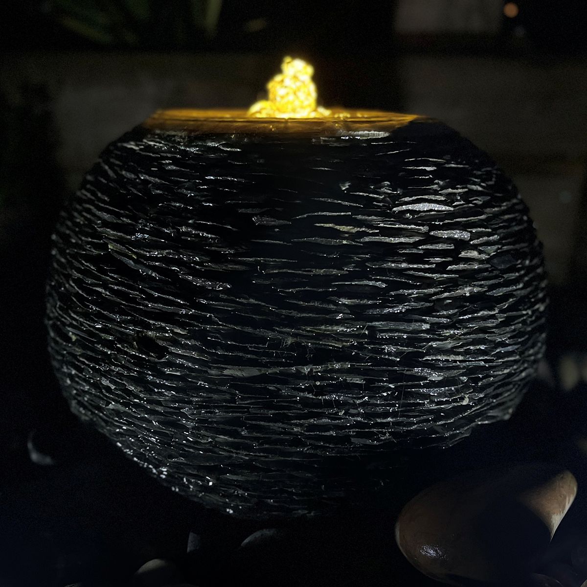 Slate Sphere Water Feature Kit with Pump, LED Lights and Reservoir