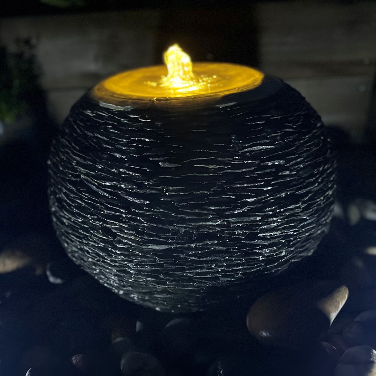 Slate Sphere Water Feature Kit with Pump, LED Lights and Reservoir