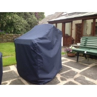 Stacked chairs cover navy on patio
