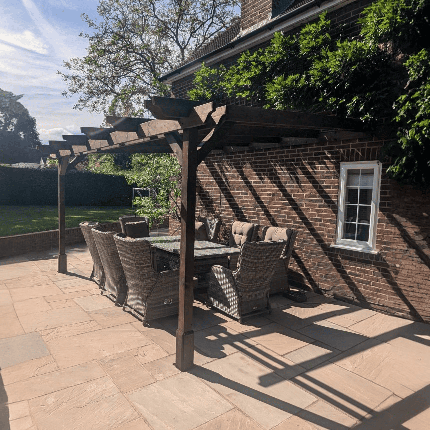 Wall Mounted Double Garden Pergola – 3.6m Depth, Enhanced Double-Rail Look