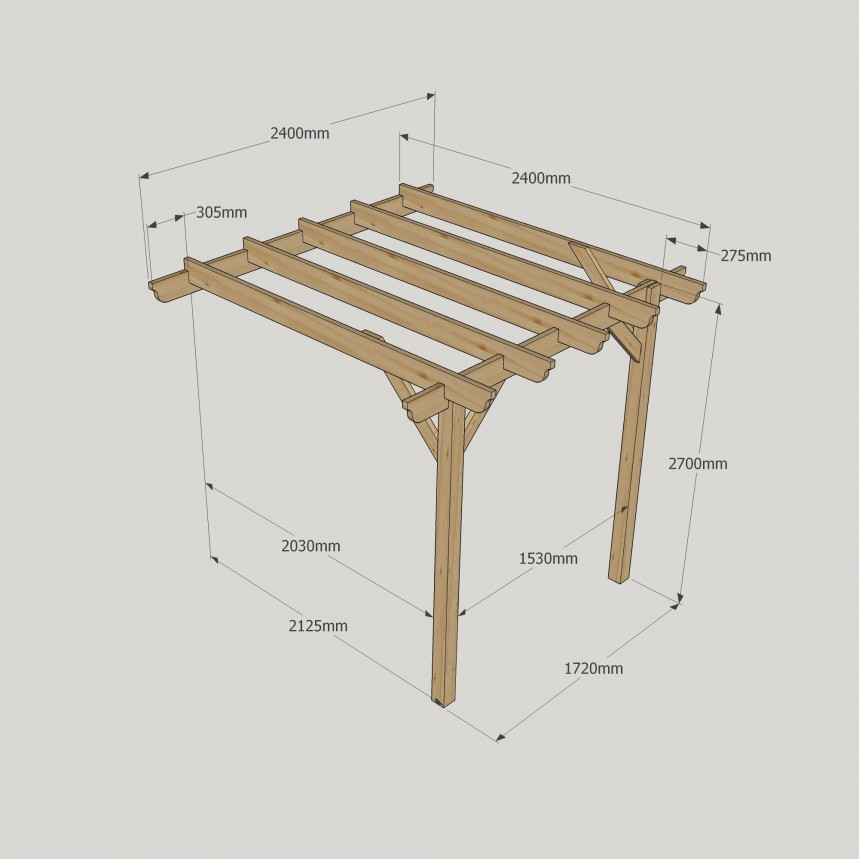 Wall Mounted Garden Pergola - 2.4m Depth