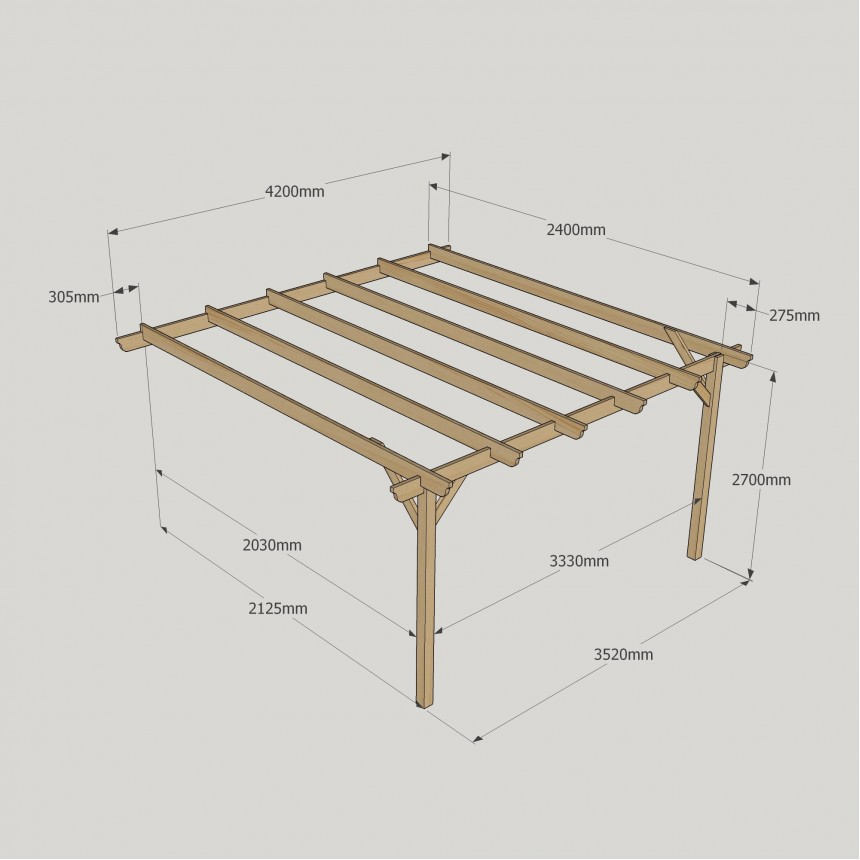 Wall Mounted Garden Pergola - 2.4m Depth
