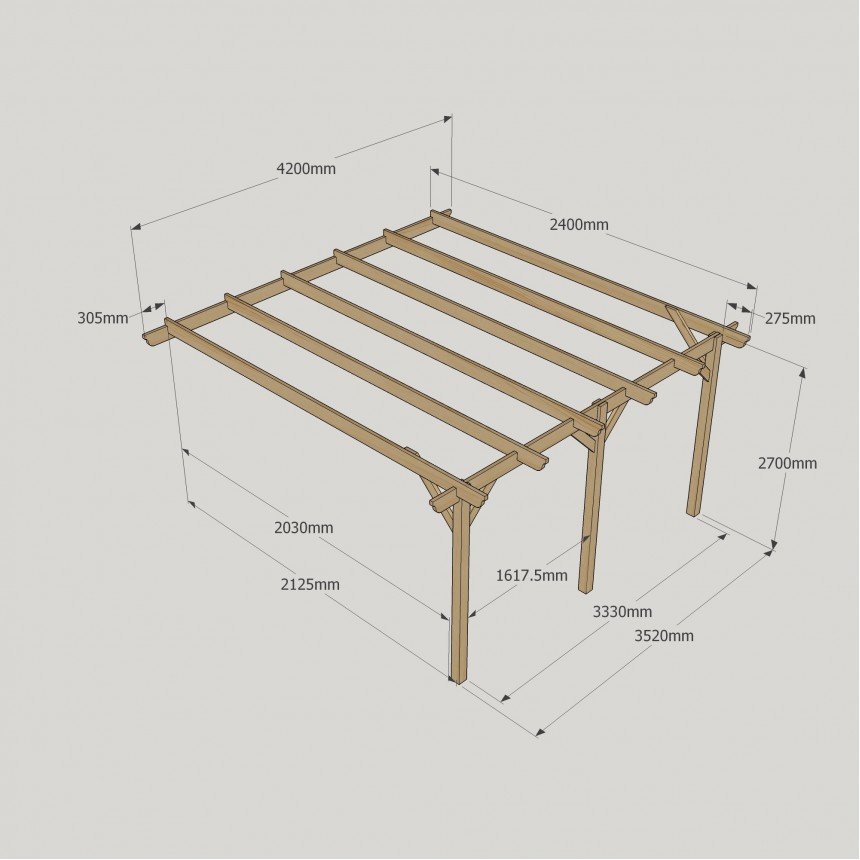 Wall Mounted Garden Pergola - 2.4m Depth