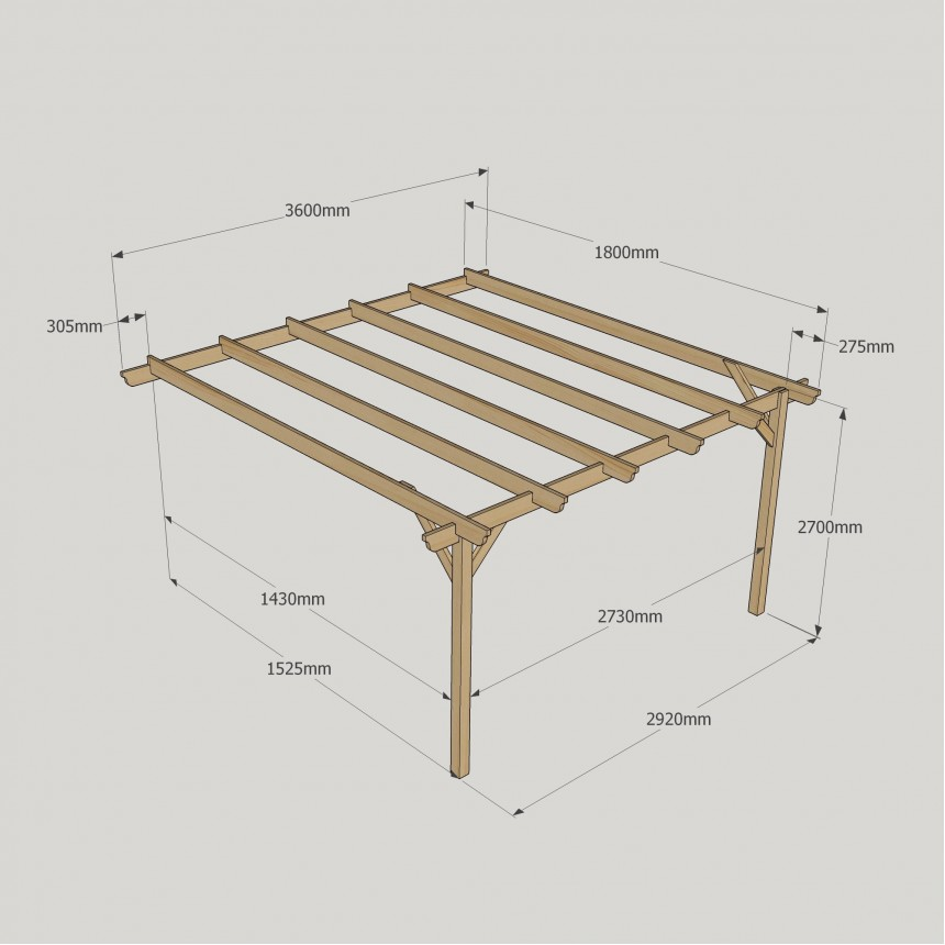 Wall Mounted Garden Pergola - 1.8m Depth