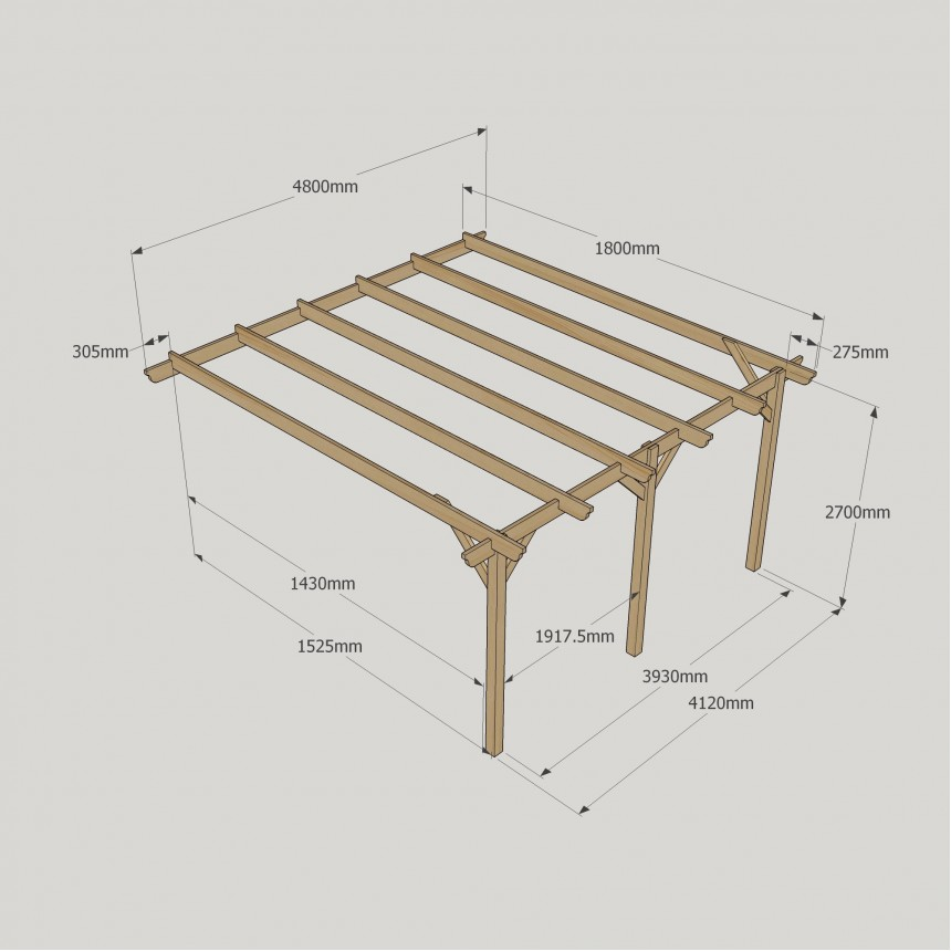 Wall Mounted Garden Pergola - 1.8m Depth