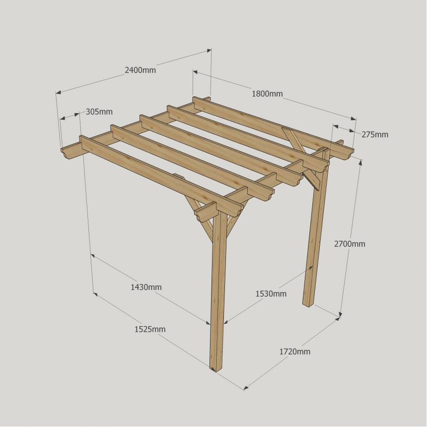 Wall Mounted Garden Pergola - 1.8m Depth