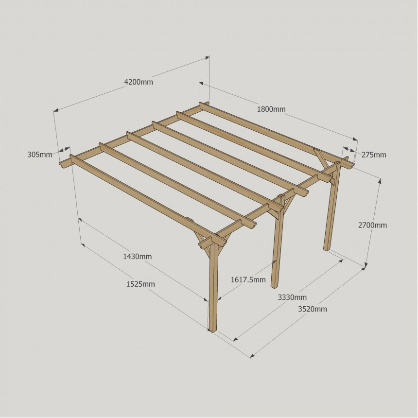 Wall Mounted Garden Pergola - 1.8m Depth