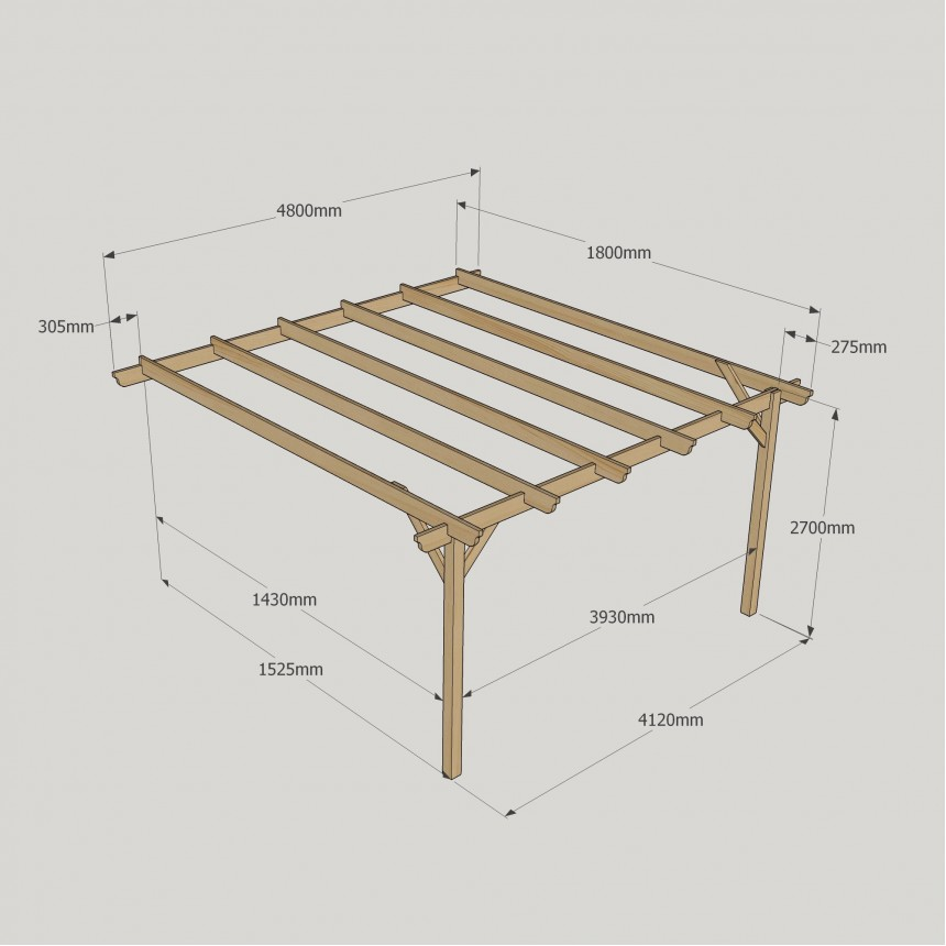 Wall Mounted Garden Pergola - 1.8m Depth