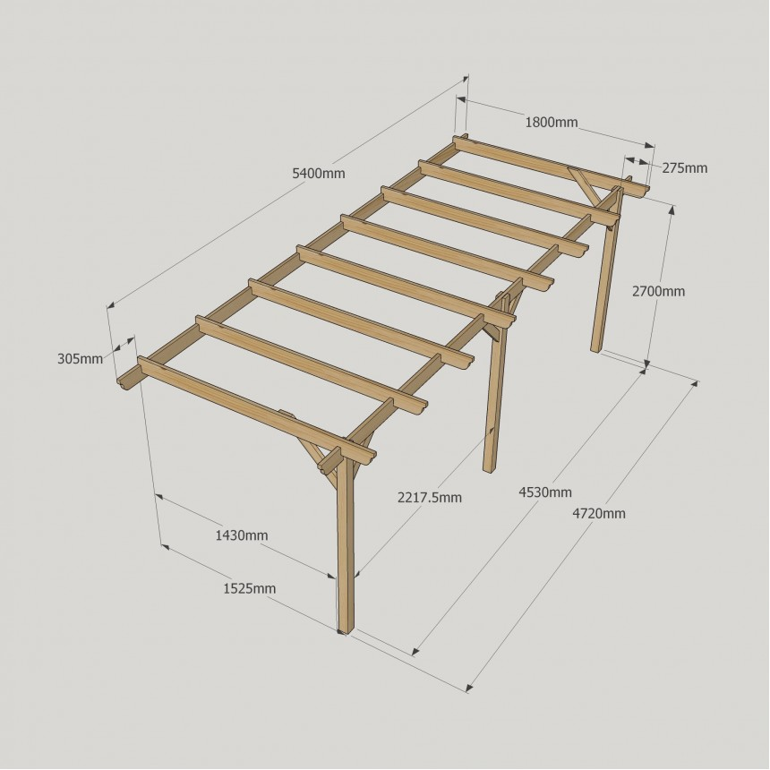 Wall Mounted Garden Pergola - 1.8m Depth