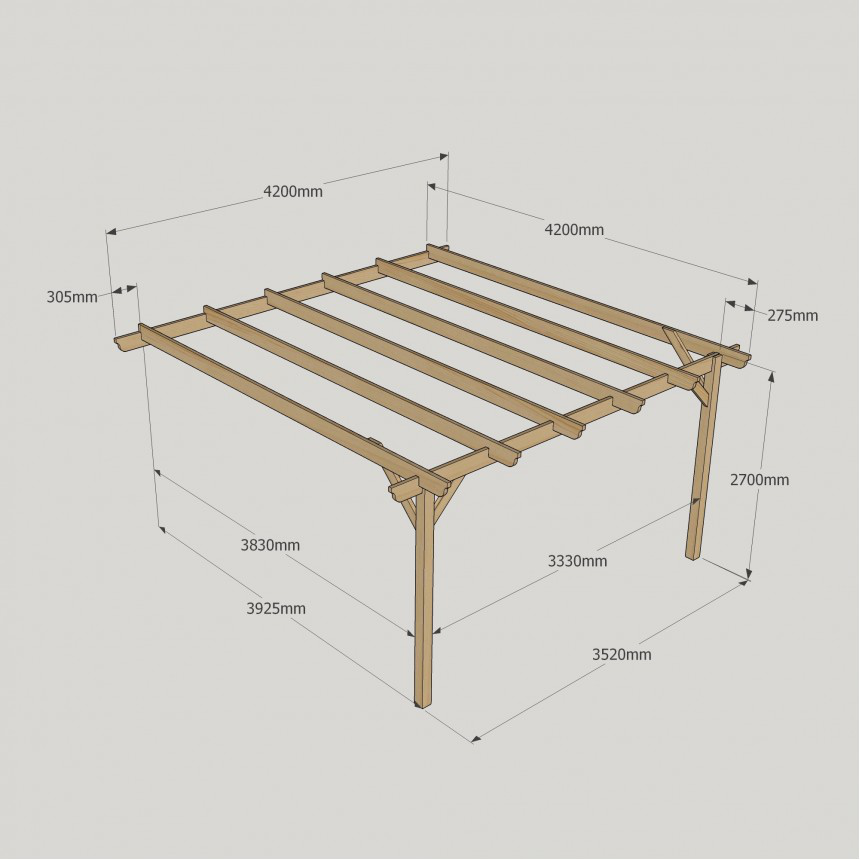Wall Mounted Garden Pergola - 4.2m Depth