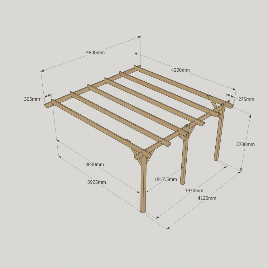 Wall Mounted Garden Pergola - 4.2m Depth
