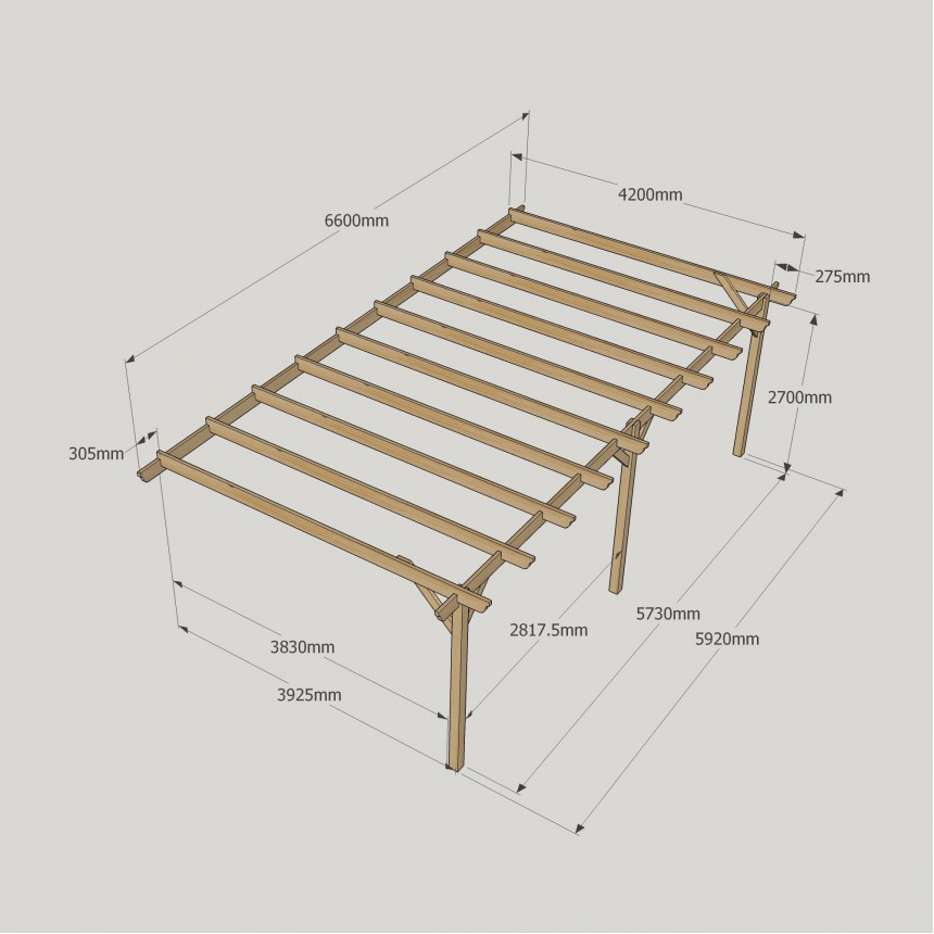 Wall Mounted Garden Pergola - 4.2m Depth