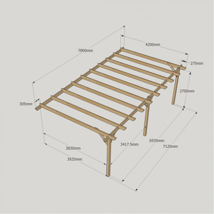 Wall Mounted Garden Pergola - 4.2m Depth
