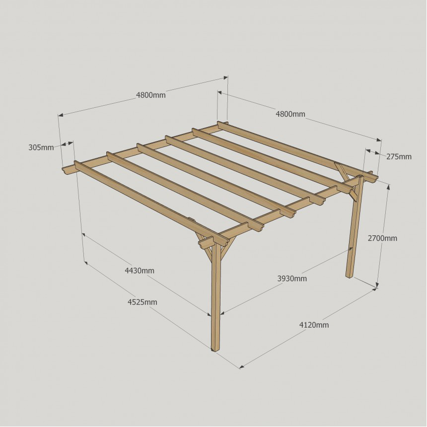 Wall Mounted Garden Pergola - 4.8m Depth